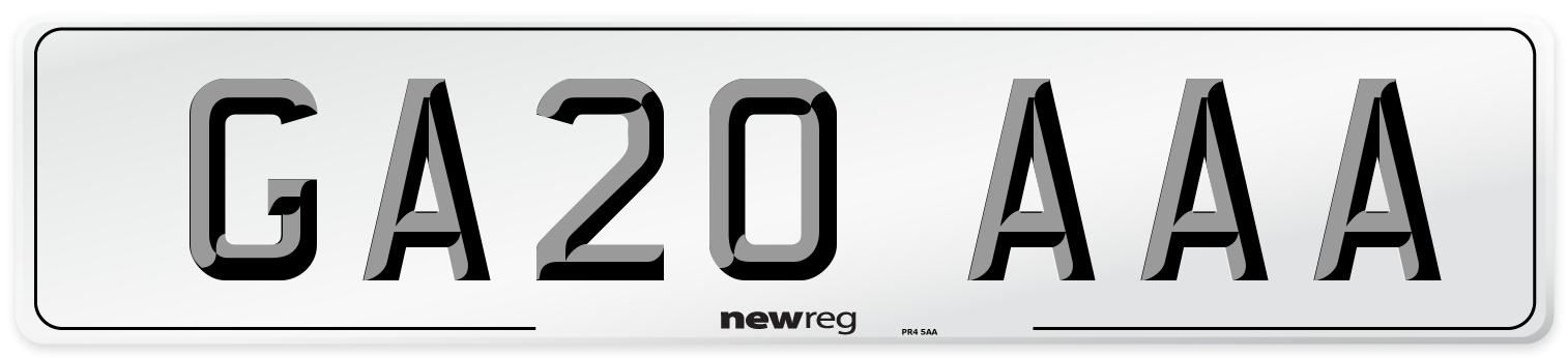 GA20 AAA Number Plate from New Reg